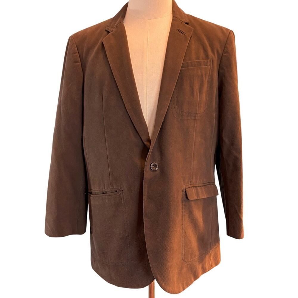 AX ARMANI EXCHANGE Sport Coat Blazer Single Vent Brown Cotton 1 Button Close XL